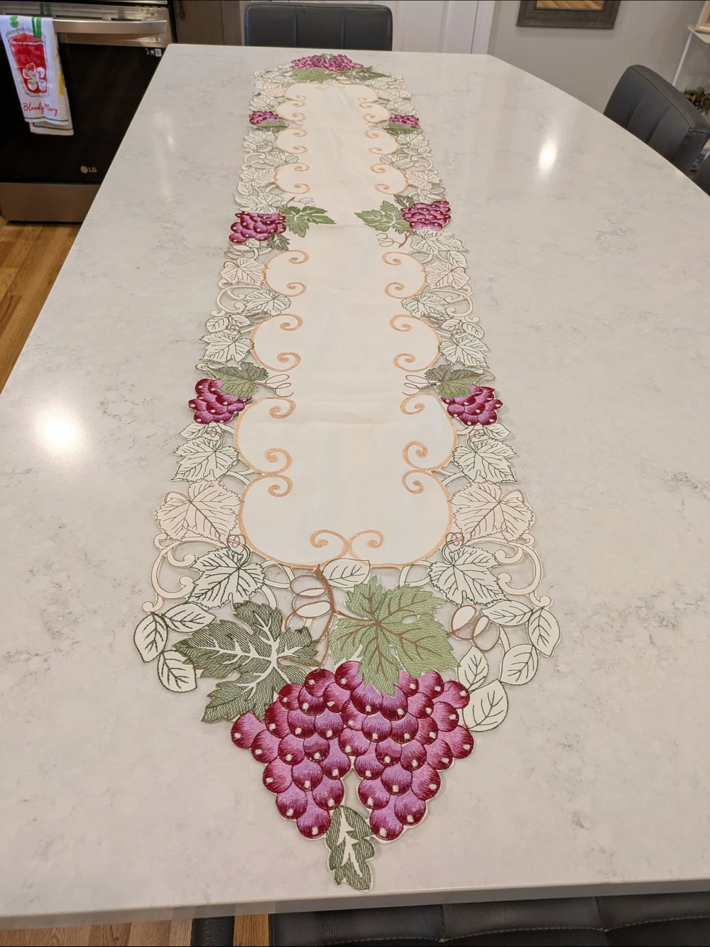 Decorative Purple Grape Embroidered Table Runner - Brand Unspecified Size